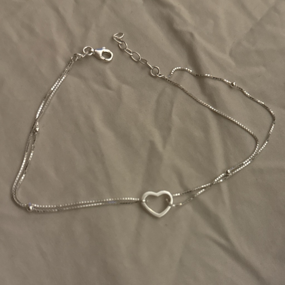 Elegant Sterling Silver Heart anklet